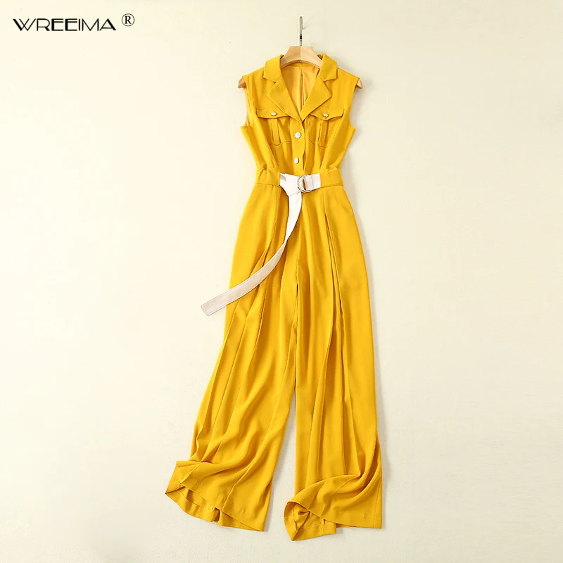 wreeima 2019 Summer Jumpsuit Women Fashion Wide Leg Office Long Overalls Notched Collar Solid Rompers Womens Jumpsuits
wreeima 2019 Summer Jumpsuit Women Fashion Wide Leg Office Long Overalls Notched Collar Solid Rompers Womens Jumpsuits