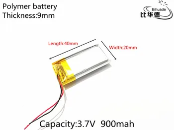 1pcs 3.7V 900mAh 902040 Lithium Polymer Li-Po li ion Rechargeable Battery cells For Mp3 MP4 MP5 GPS PSP mobile bluetooth
1pcs 3.7V 900mAh 902040 Lithium Polymer Li-Po li ion Rechargeable Battery cells For Mp3 MP4 MP5 GPS PSP mobile bluetooth
