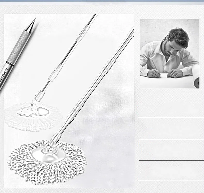 Stainless durable Rotary Mop 360 Degree Automatic Mop Home Cleaning Tools auto-drying with replacement mop head without barrel
Stainless durable Rotary Mop 360 Degree Automatic Mop Home Cleaning Tools auto-drying with replacement mop head without barrel