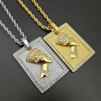 Ancient Egyptian Queen Nefertiti Shiny Rhinestone Stainless Steel Square Dog Tag Pendant Necklace for Men Hip Hop Rapper Jewelry
Ancient Egyptian Queen Nefertiti Shiny Rhinestone Stainless Steel Square Dog Tag Pendant Necklace for Men Hip Hop Rapper Jewelry