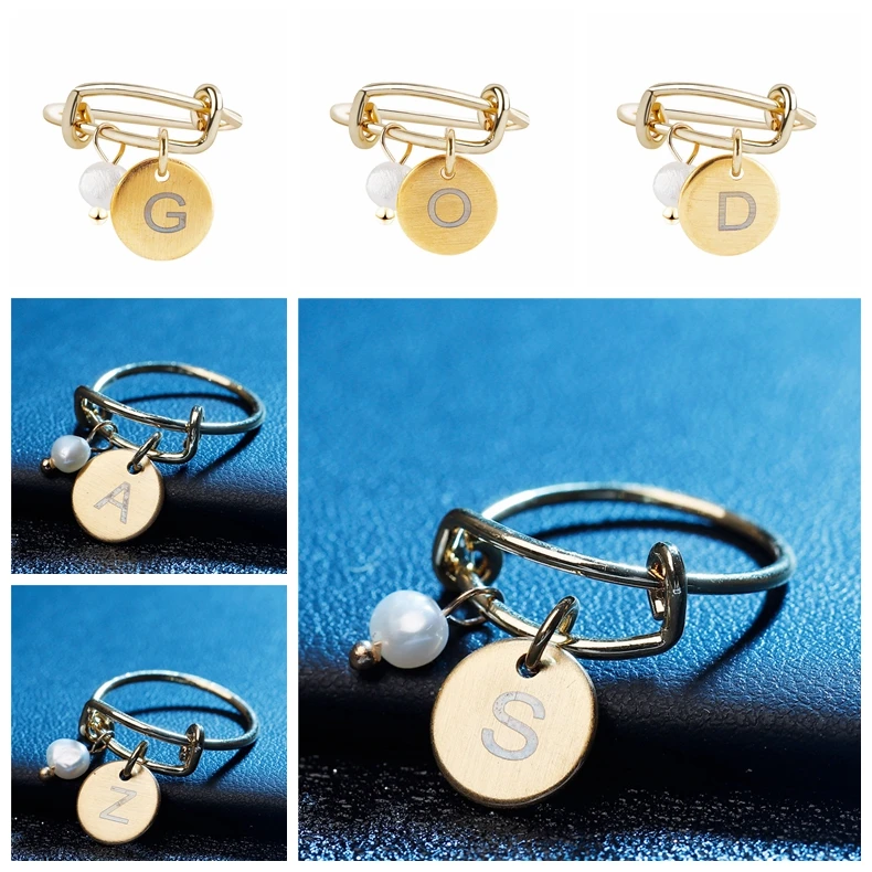 Fashion A-Z 26 Round Gold Letter Rings For Women personality 26 Alphabet Initial ring Freshwater pearl Open Finger Rings Female
Fashion A-Z 26 Round Gold Letter Rings For Women personality 26 Alphabet Initial ring Freshwater pearl Open Finger Rings Female