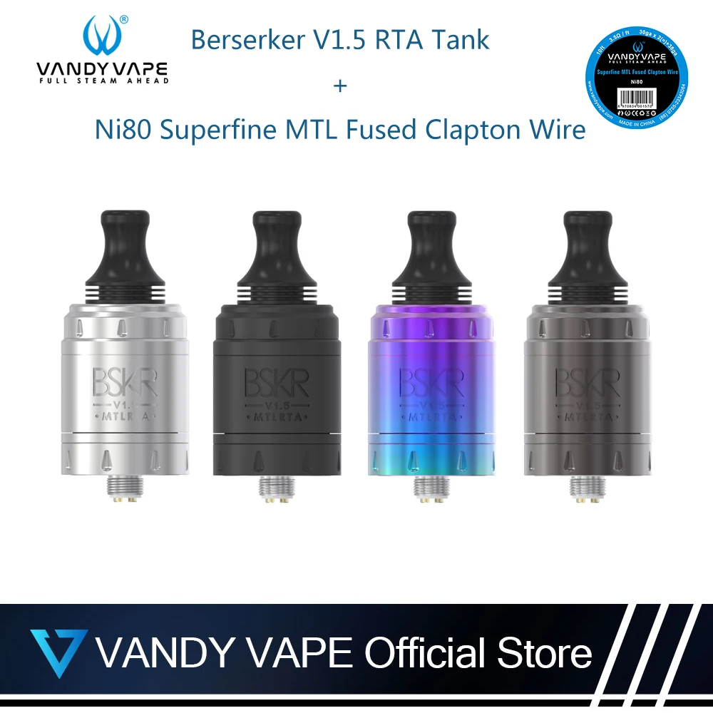 Оригинальный Vandy vape Berserker V1.5 RTA бак с Ni80 Superfine MTL Fused Clapton Wire Upgrade Vandyvape электронная