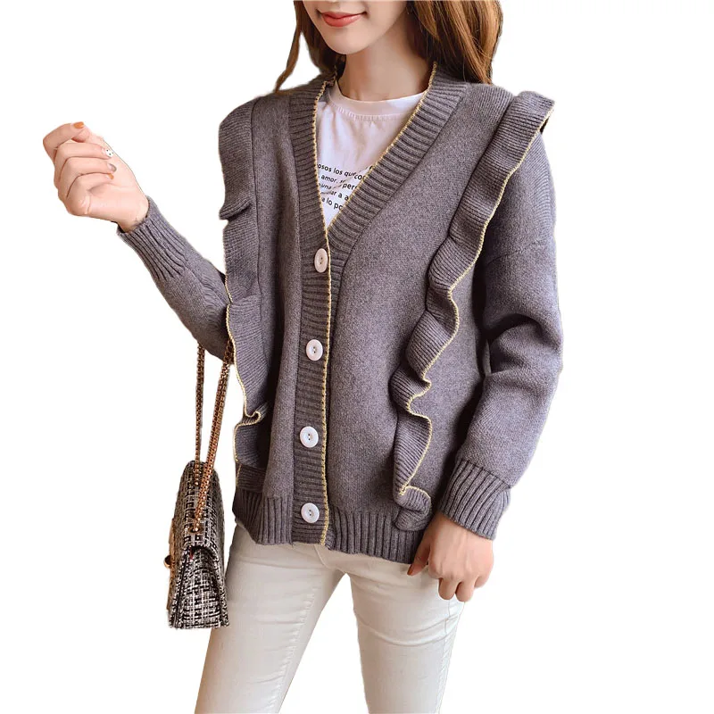 Autumn Winter Sweater Cardigans Ruffles Knitted Coat Single Breasted Sweaters Oversized Sweet Loose Cadigan Jacket Ladies Jumper
Autumn Winter Sweater Cardigans Ruffles Knitted Coat Single Breasted Sweaters Oversized Sweet Loose Cadigan Jacket Ladies Jumper