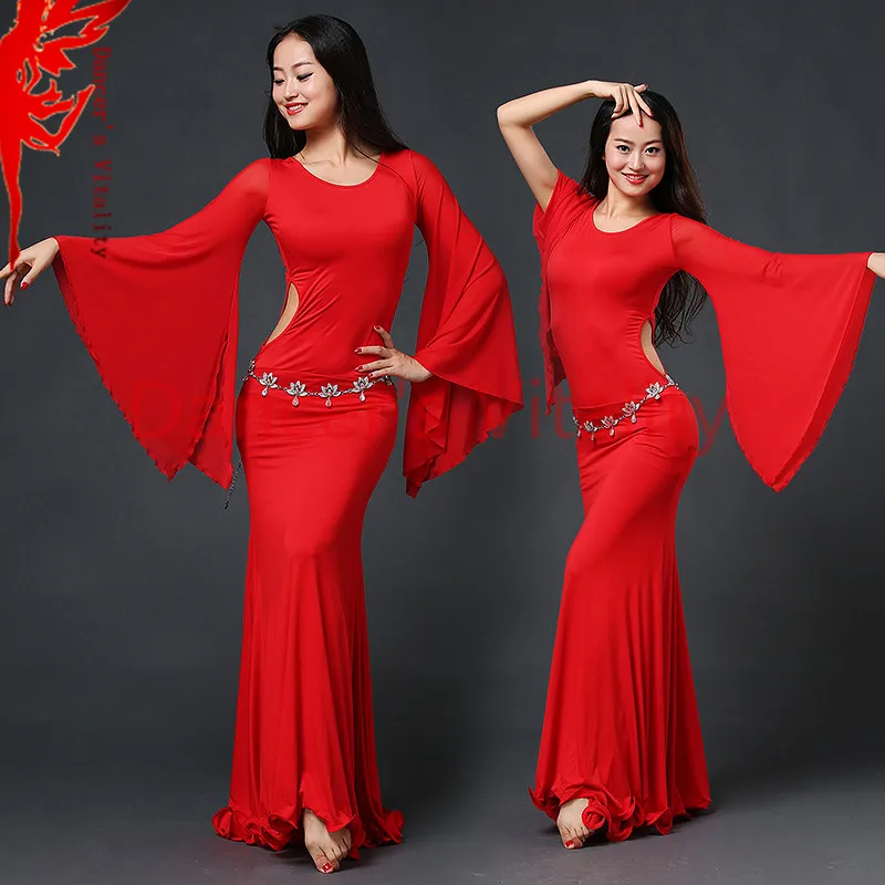 Girls Bell sleeves dress women belly dance exercise clothes lady dance Elegant dress dancer's clothing ballroom dance mesh dress
Girls Bell sleeves dress women belly dance exercise clothes lady dance Elegant dress dancer's clothing ballroom dance mesh dress