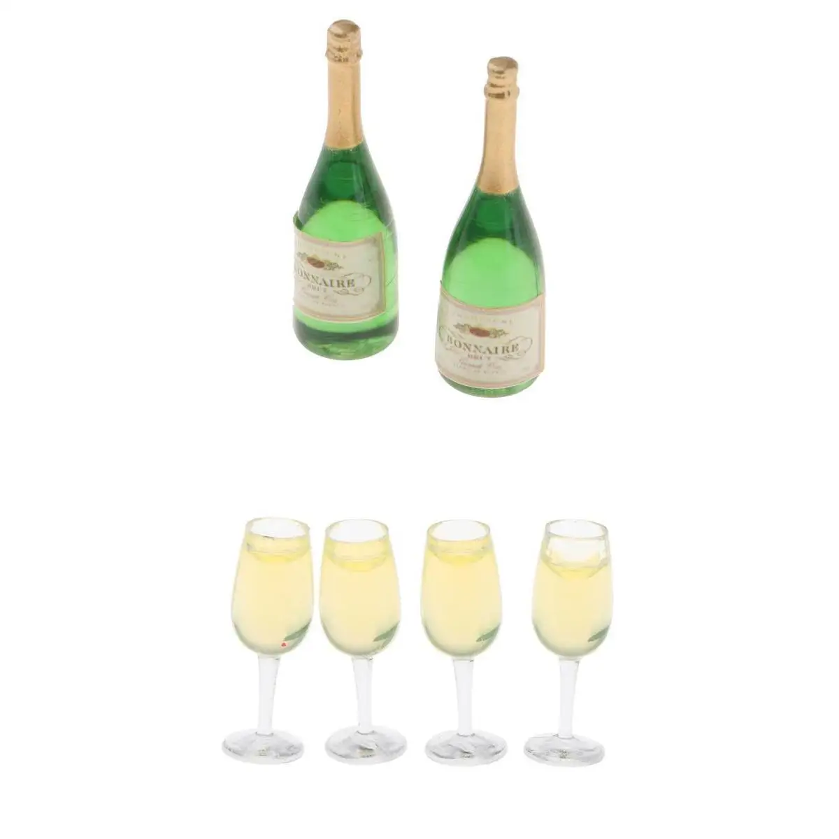 2 pcs Wine Bottles & 4 pcs Cups Kids Birthday Christmas Gifts, 1/12 Dollhouse Mini Kitchen Accessories 2 pcs Wine Bottles & 4 pcs Cups Kids Birthday Christmas Gifts, 1/12 Dollhouse Mini Kitchen Accessories