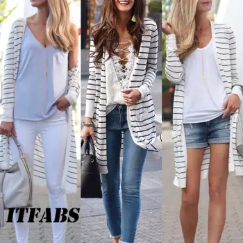 Autumn Women Casual Cardigan Long Sleeve Jackets Open Front Draped Rib Banded Pockets Striped Windbreak New Fashione
Autumn Women Casual Cardigan Long Sleeve Jackets Open Front Draped Rib Banded Pockets Striped Windbreak New Fashione