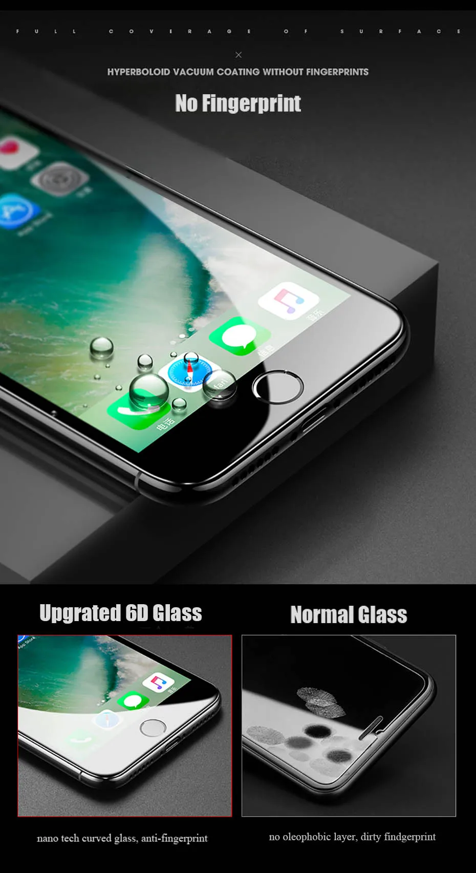 MOUSEMI 9H Ultra-Thin Tempered Glass For iPhone 8 7 6 6s Plus 6D Full Cover Screen Protector Protective Film For iPhone X 7 8 6s (4)