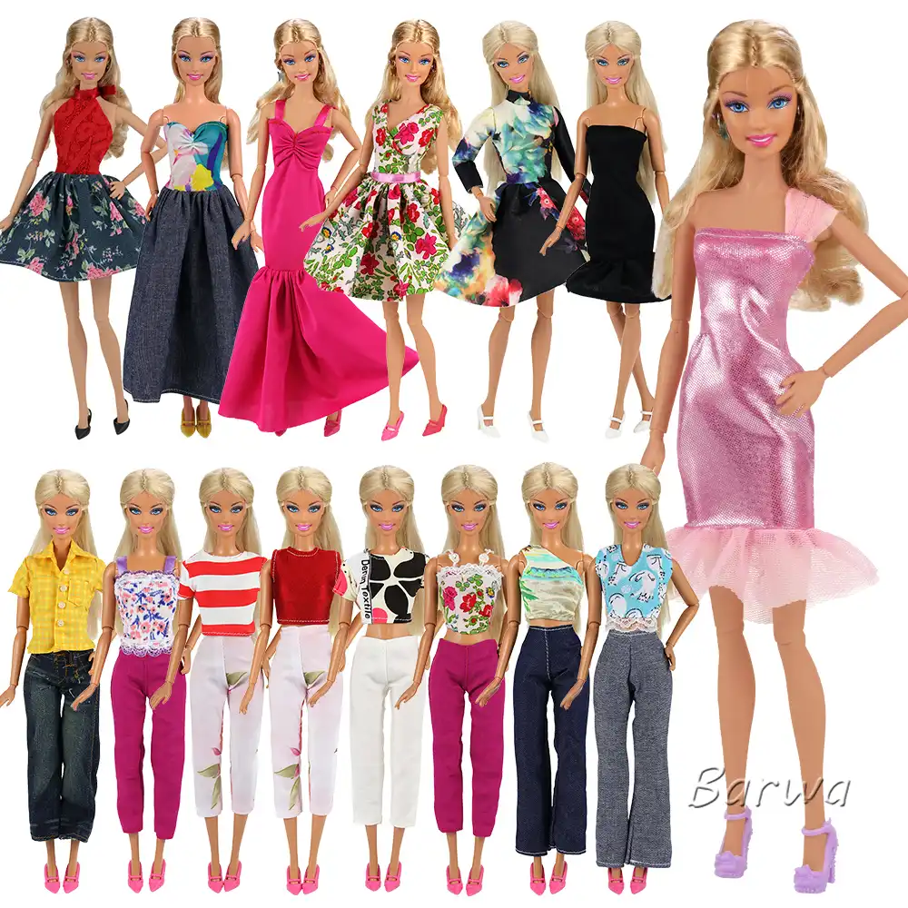 doll clothes 1/6 accessories new 5pcs dresses 10 shoes party