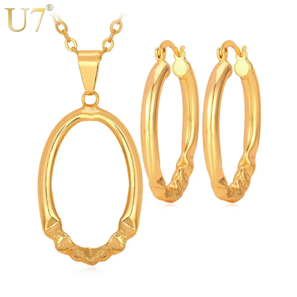 U7 Concise Necklace Set Gold/Silver Color Jewelry Trendy Round Pendant Necklace Earrings Jewelry Sets Women S532
U7 Concise Necklace Set Gold/Silver Color Jewelry Trendy Round Pendant Necklace Earrings Jewelry Sets Women S532