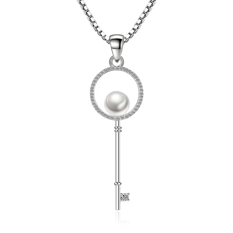 Hot Sale Design Fashion Imitation Pearl Crystal Key 925 Sterling Silver Pendant Necklaces for Women Girls Jewelry Christmas Gift
Hot Sale Design Fashion Imitation Pearl Crystal Key 925 Sterling Silver Pendant Necklaces for Women Girls Jewelry Christmas Gift