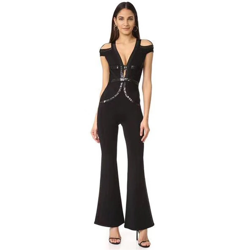 2018 Summer Fashion Black Sequin Bandage Jumpsuit Sexy Deep V Neck Cut Out Celebrity Evening Party Jumpsuits Clubwear Wholesale
2018 Summer Fashion Black Sequin Bandage Jumpsuit Sexy Deep V Neck Cut Out Celebrity Evening Party Jumpsuits Clubwear Wholesale
