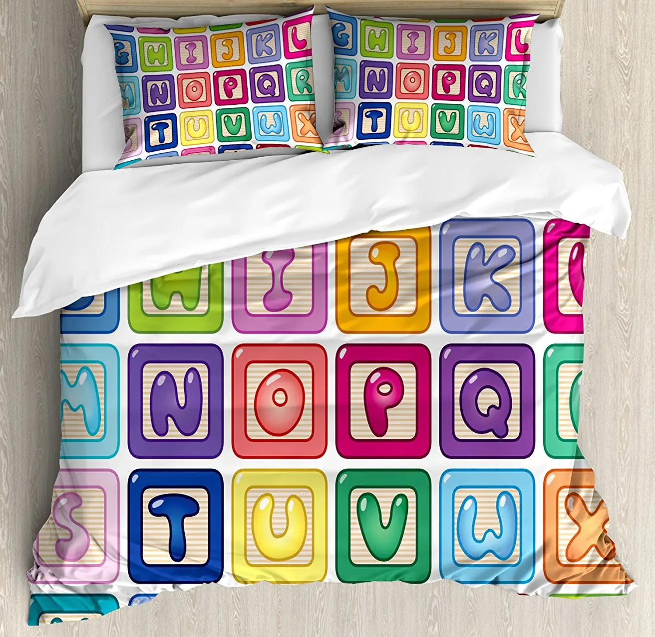 Kid's Activity Duvet Cover Set , Colorful English Alphabet Blocks Childrens Cartoon Balloon Letter Design, 4 Piece Bedding Set
Kid's Activity Duvet Cover Set , Colorful English Alphabet Blocks Childrens Cartoon Balloon Letter Design, 4 Piece Bedding Set