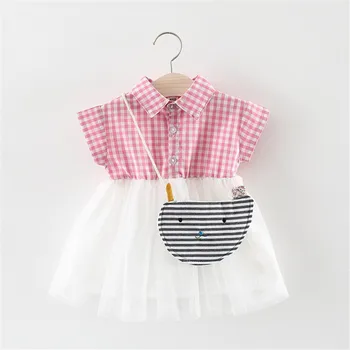 Cute Baby Girl Dress Summer Short-sleeved Plaid Kitten Lapel Striped Satchel Bag Dress Children Girls Clothing Dresses
Cute Baby Girl Dress Summer Short-sleeved Plaid Kitten Lapel Striped Satchel Bag Dress Children Girls Clothing Dresses
