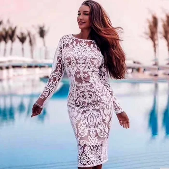2019 New Celebrity Party White Long Sleeve Mesh Hollow Out Patchwork bandage Drss Zipper Summer Vestidos Elegant Club Wholesale
2019 New Celebrity Party White Long Sleeve Mesh Hollow Out Patchwork bandage Drss Zipper Summer Vestidos Elegant Club Wholesale
