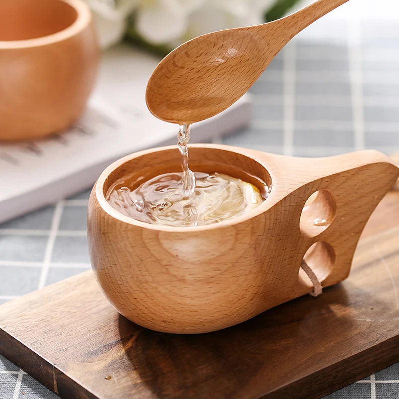 Bamboo Wooden Drinking Cup Coffee Tea Mug Breakfast Beer Milk Wine Glass L