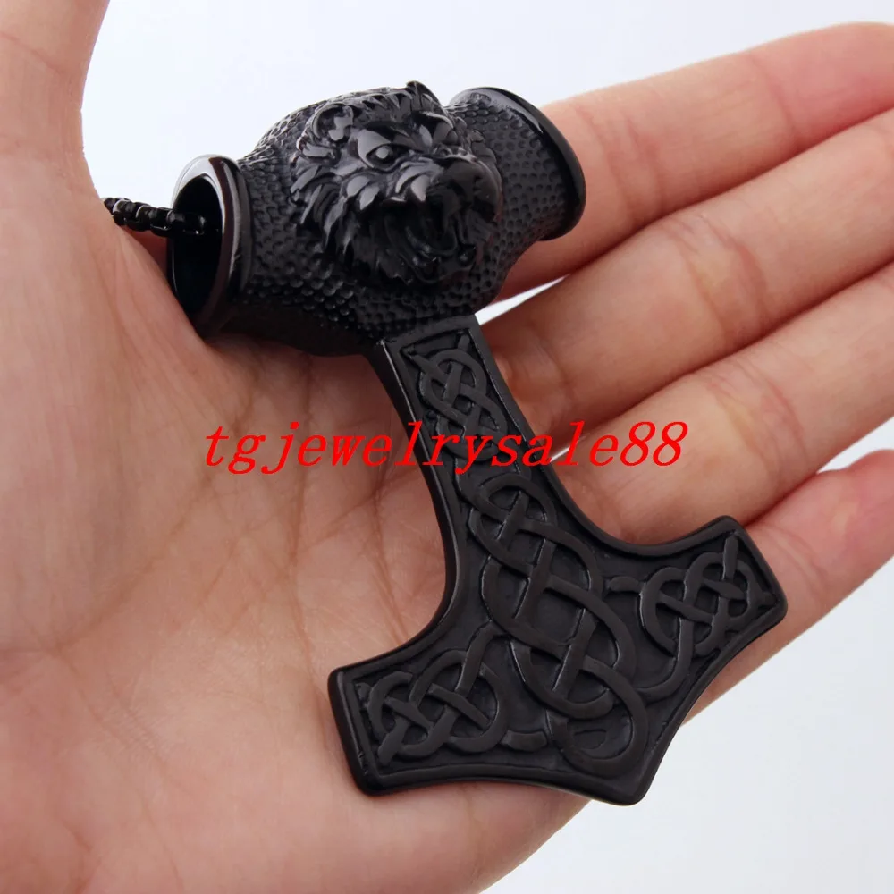 High Quality Stainless Steel Classic Black Lion Head Viking Thor Hammer Pendant Necklace For Strong Mens Jewelry Free Chain 24"
High Quality Stainless Steel Classic Black Lion Head Viking Thor Hammer Pendant Necklace For Strong Mens Jewelry Free Chain 24"