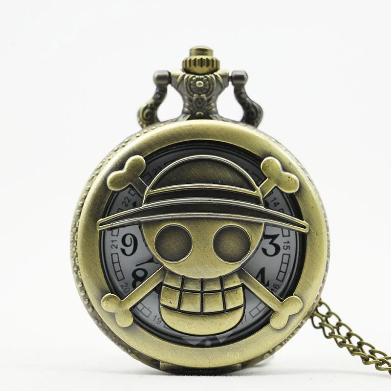 Мужские кварцевые карманные часы в стиле стимпанк с японским мультипликационным