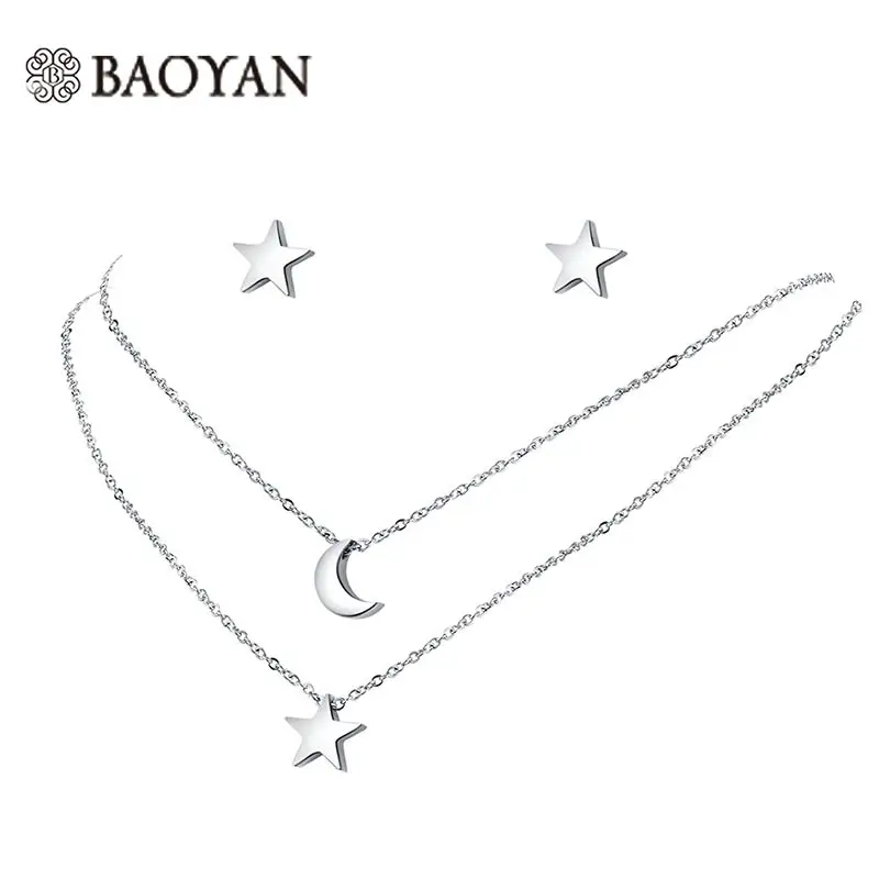 Baoyan для дам и девушек Для женщин 316L Нержавеющая сталь серебро Цвет длинные Луна