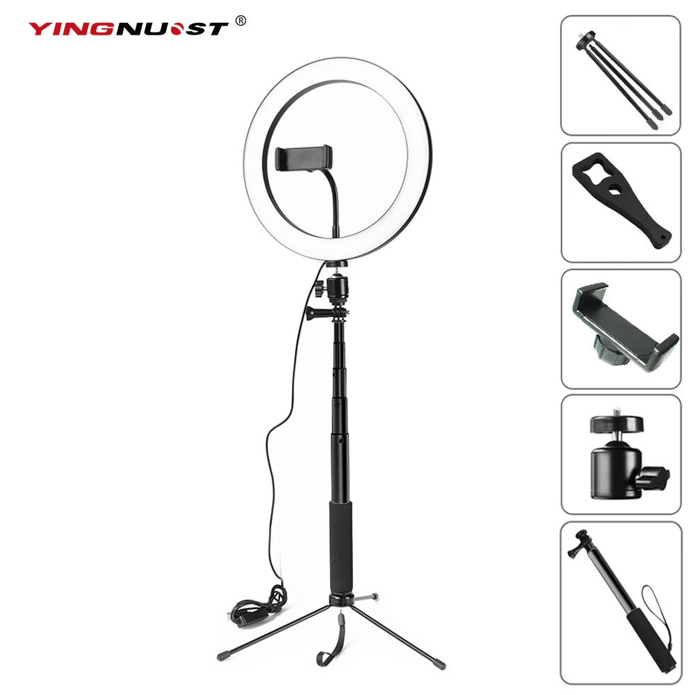 Photography Selfie Stick Ring Light 16/20/26cm LED Makeup Ring Lamp with Phone Holder USB plug for Live Stream Youtube Video
Photography Selfie Stick Ring Light 16/20/26cm LED Makeup Ring Lamp with Phone Holder USB plug for Live Stream Youtube Video
