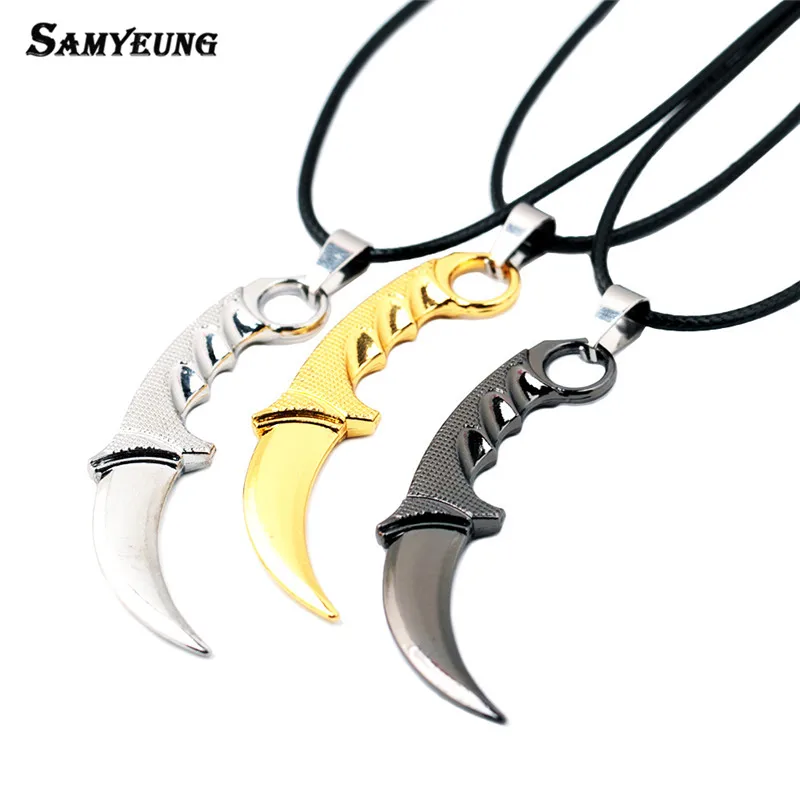 Game CSGO Karambit Butterfly Necklaces for Men CS GO Leather Chain Knife Necklace Male Bayonet Dagger Claw Boys Jewelery 6.5CM
Game CSGO Karambit Butterfly Necklaces for Men CS GO Leather Chain Knife Necklace Male Bayonet Dagger Claw Boys Jewelery 6.5CM