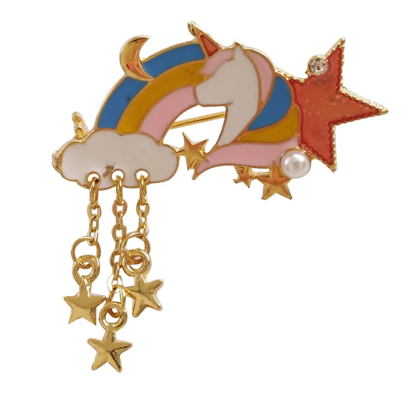 Cartoon Lovely Animals Unicorn Rainbow Metal Tassle Gold Color Stars Brooch Pins For Children Kids Brooches Badges
Cartoon Lovely Animals Unicorn Rainbow Metal Tassle Gold Color Stars Brooch Pins For Children Kids Brooches Badges