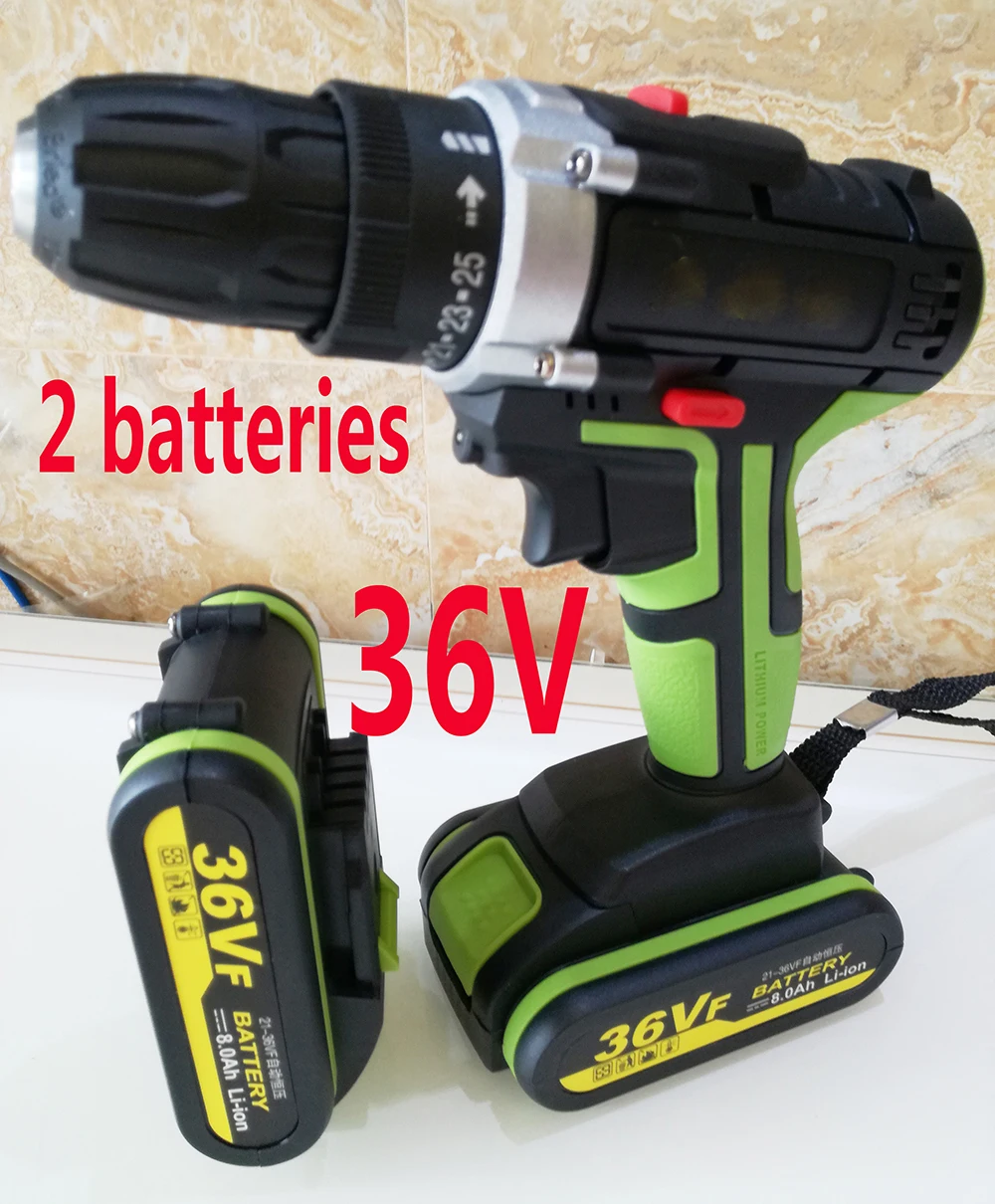 36V 2 batteries Electric Drill Driver Power Tools Dual Speed 2550RPM Cordless Drill Electric Screwdriver Wireless Power Driver
36V 2 batteries Electric Drill Driver Power Tools Dual Speed 2550RPM Cordless Drill Electric Screwdriver Wireless Power Driver