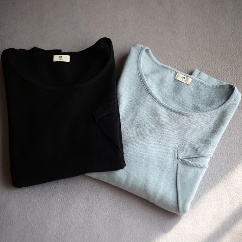 Vintage Winter Cotton New Women Black blue Color Sweater Casual Fashion Pocekt Loose O-Neck Knit Long Sleeve Sweaters
Vintage Winter Cotton New Women Black blue Color Sweater Casual Fashion Pocekt Loose O-Neck Knit Long Sleeve Sweaters