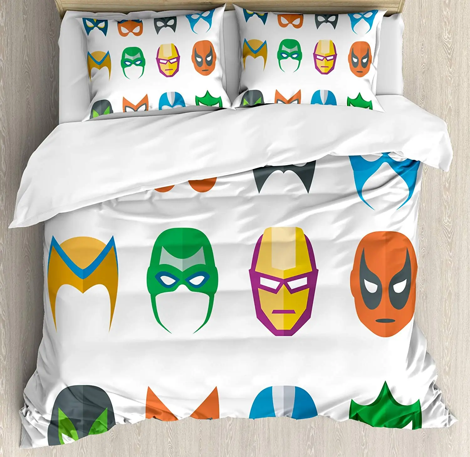 Superhero Duvet Cover Set Queen Size Hero Mask Female Male Costume Power Justice People Fashion Icons Kids Display Bedding Set
Superhero Duvet Cover Set Queen Size Hero Mask Female Male Costume Power Justice People Fashion Icons Kids Display Bedding Set
