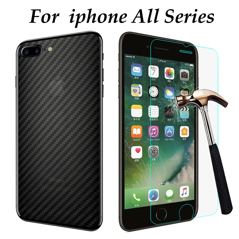 Передняя Задняя крышка для iphone 7 6 6s Plus защитная пленка из закаленного стекла 5 5S SE