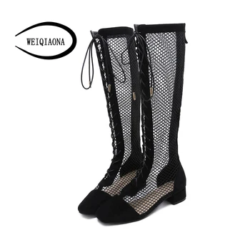 WEIQIAONA 2018 New Women's shoes Sexy Fishnet Style Mesh Square Toe Knee-high boots ladies High Heel Sandals boots Nightclub
WEIQIAONA 2018 New Women's shoes Sexy Fishnet Style Mesh Square Toe Knee-high boots ladies High Heel Sandals boots Nightclub