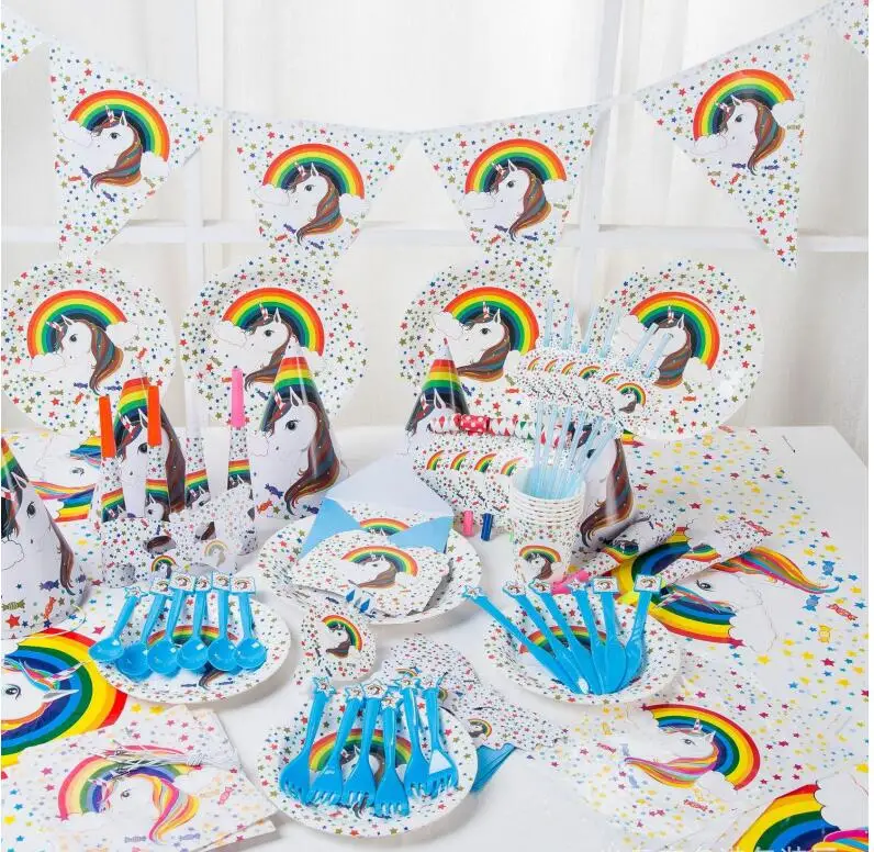 88pcs/Lot Luxury Unicorn Birthday set kids Disposable Cups Plates Hat Fork Birthday Party Decoration Set Supplies for Baby Party
88pcs/Lot Luxury Unicorn Birthday set kids Disposable Cups Plates Hat Fork Birthday Party Decoration Set Supplies for Baby Party