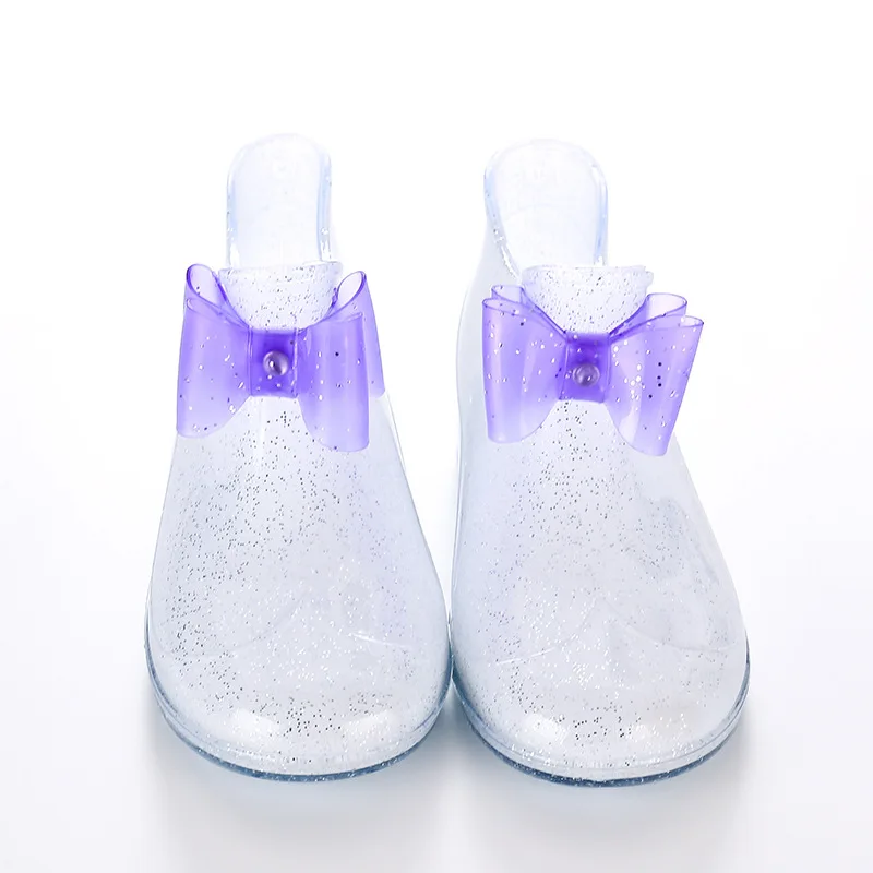019 new princess children's rain boots non-slip girl bow crystal primary school baby four seasons waterproof shoes | Мать и ребенок