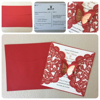 Red Wedding Invitation Cards, Laser Cut Paper Wedding Invitations, Bridal Shower Invitation, Lace Wedding Cards - Set of 50
Red Wedding Invitation Cards, Laser Cut Paper Wedding Invitations, Bridal Shower Invitation, Lace Wedding Cards - Set of 50