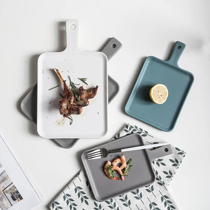 Matte Ceramic Plate Home Tableware Sushi Steak Noodle Breakfast Fruit Salad Creative Cake Bread with Handle Food service Tray
Matte Ceramic Plate Home Tableware Sushi Steak Noodle Breakfast Fruit Salad Creative Cake Bread with Handle Food service Tray