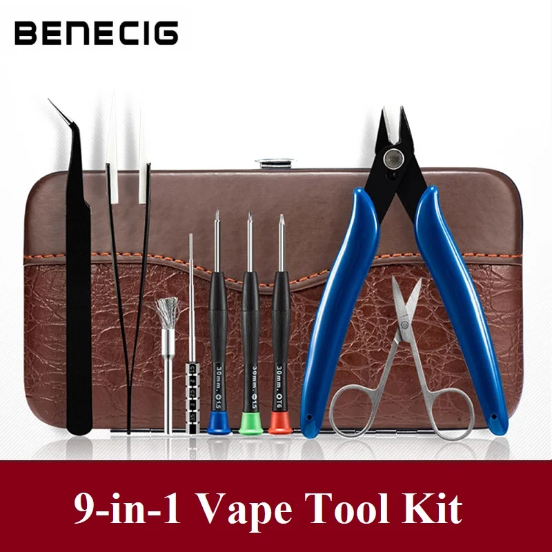 Benecig 9-in-1 Electronic Cigarette Vape Tool Rebuildable Dripping Atomizer DIY Kit Diagonal Pliers Coil Jig Scissor Tweezer
Benecig 9-in-1 Electronic Cigarette Vape Tool Rebuildable Dripping Atomizer DIY Kit Diagonal Pliers Coil Jig Scissor Tweezer