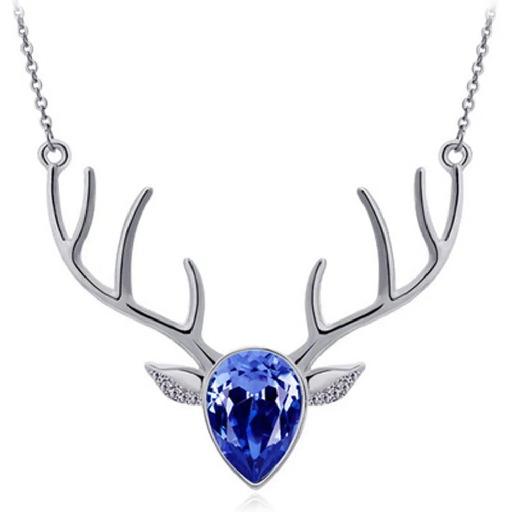 

Wholesale Fashion Accessories Jewelry Full Rhinestone Austria Crystal puppy Deer Head Pendant Necklace