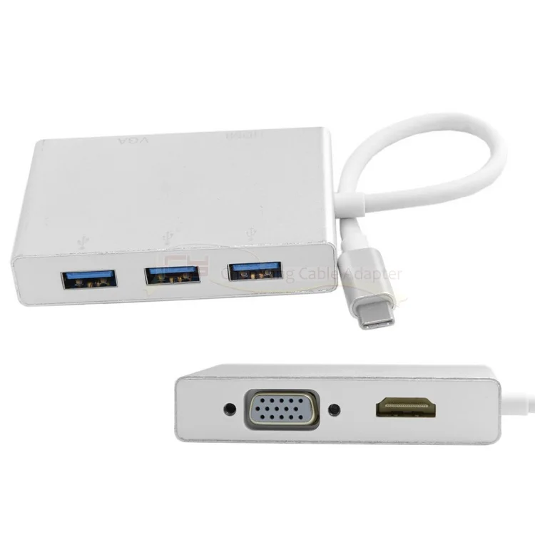 USB 3.1 Type C USB-C to HDMI Digital AV & VGA & USB HUB OTG Adapter for Laptop & Mac Pro
USB 3.1 Type C USB-C to HDMI Digital AV & VGA & USB HUB OTG Adapter for Laptop & Mac Pro