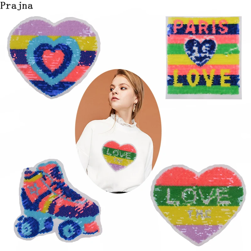 Prajna Rainbow Heart Patches For Backpacks Letter Love Skate Reversible Change Color Sequins Sew On Clothes Sticker Garment F
Prajna Rainbow Heart Patches For Backpacks Letter Love Skate Reversible Change Color Sequins Sew On Clothes Sticker Garment F