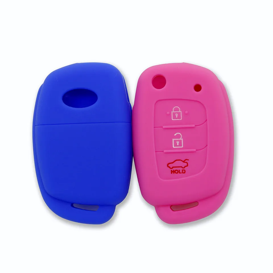 Cunymagos silicone car key fob Blank cover case skin set for Hyundai i20 ix35 solaris tucson 2017 accent santa fe smart remote accessories (8)