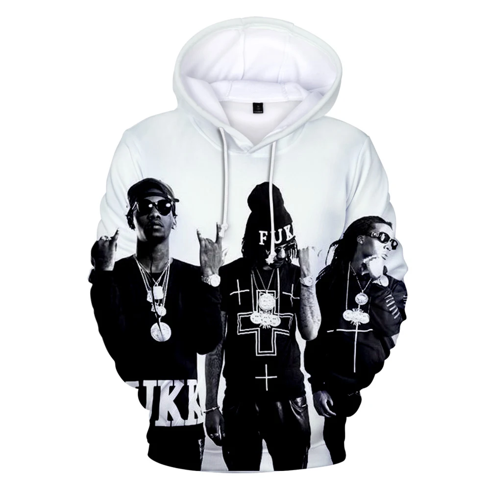 Мужская толстовка с капюшоном luckysunday Migos Rapper длинным рукавом модная 3D принтом в