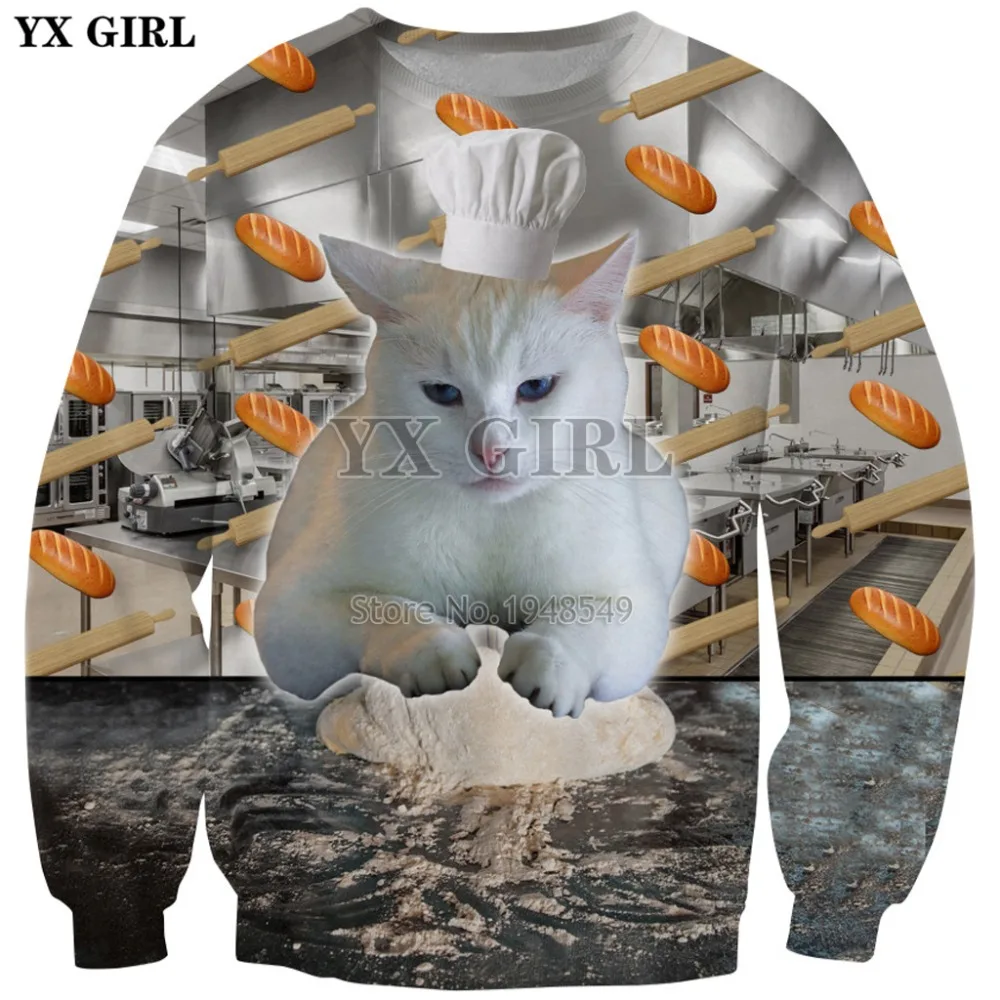 YX GIRL Drop shipping 2018 New Fashion Sweatshirt Cat Baking Bread animal 3d Print Men's Women's Casual Long Sleeve Pullover
YX GIRL Drop shipping 2018 New Fashion Sweatshirt Cat Baking Bread animal 3d Print Men's Women's Casual Long Sleeve Pullover