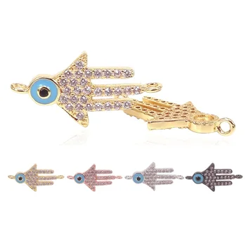 New Silver/Gold Color & Micro Pave CZ hamsa hand of fatima Connector Charm Pendants For Bracelet Necklace Jewelry Making 2Pcs
New Silver/Gold Color & Micro Pave CZ hamsa hand of fatima Connector Charm Pendants For Bracelet Necklace Jewelry Making 2Pcs