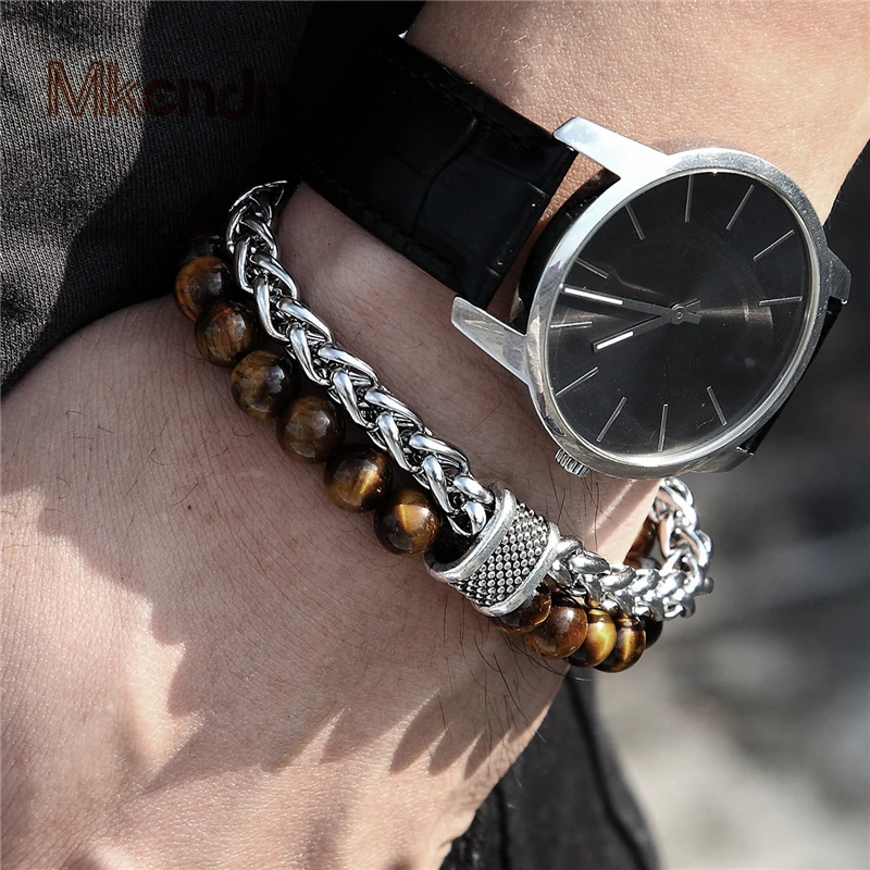 MKENDN New Arrival Stainless steel Men Women Tiger eyes Bead Bracelet Cuban Link Chain Mantra Prayer Beads Buddha Bracelet
MKENDN New Arrival Stainless steel Men Women Tiger eyes Bead Bracelet Cuban Link Chain Mantra Prayer Beads Buddha Bracelet