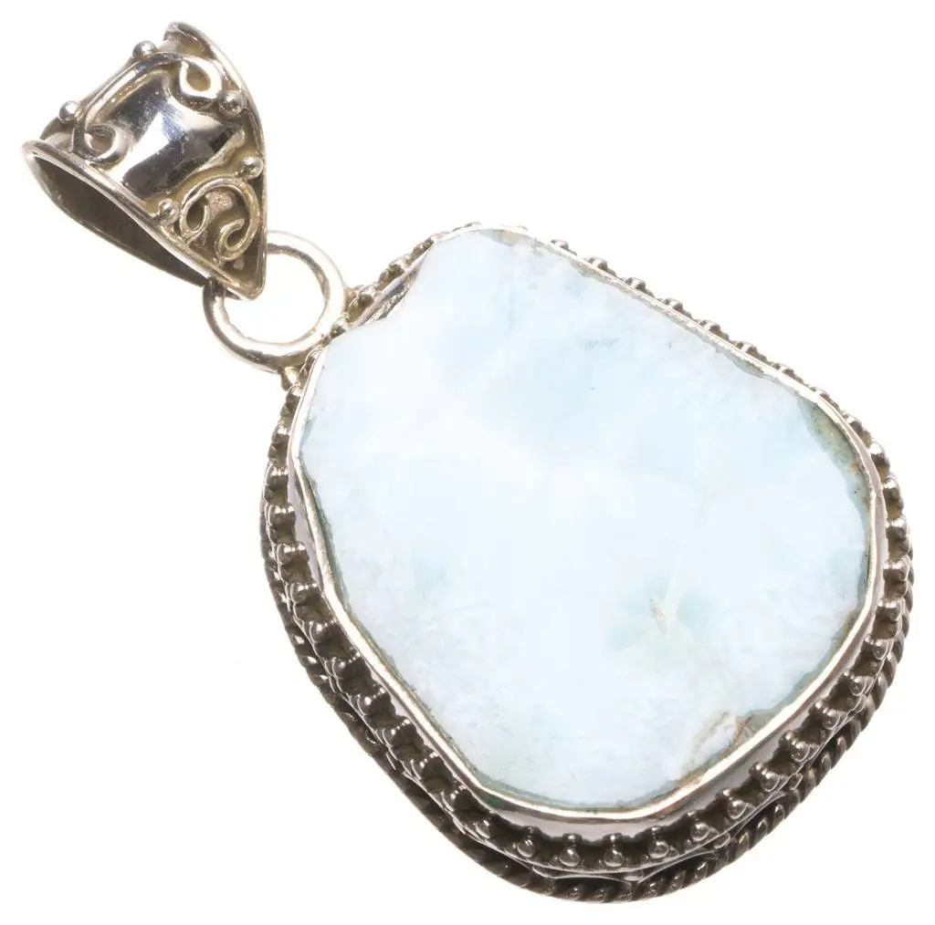 Natural Caribbean Larimar Handmade Indian 925 Sterling Silver Pendant 1 1/2" U0312
Natural Caribbean Larimar Handmade Indian 925 Sterling Silver Pendant 1 1/2" U0312