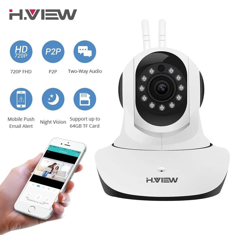 H.VIEW 720P IP Camera Wifi Surveillance Camera PTZ CCTV Cameras Camara IP iOS Android Remote View IP Wifi Cameras
H.VIEW 720P IP Camera Wifi Surveillance Camera PTZ CCTV Cameras Camara IP iOS Android Remote View IP Wifi Cameras