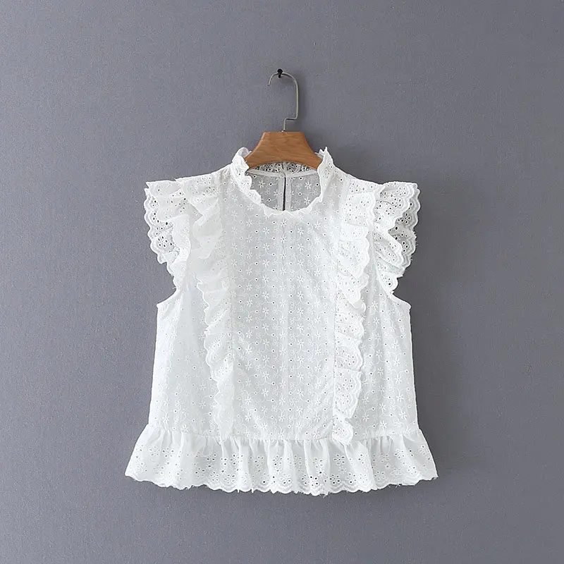 Hollow Embroidery Cascading Ruffle Women Shirt Female Sleeveless Blouse Casual White Tops 2019 Summer Blusas Mujer S5719
Hollow Embroidery Cascading Ruffle Women Shirt Female Sleeveless Blouse Casual White Tops 2019 Summer Blusas Mujer S5719