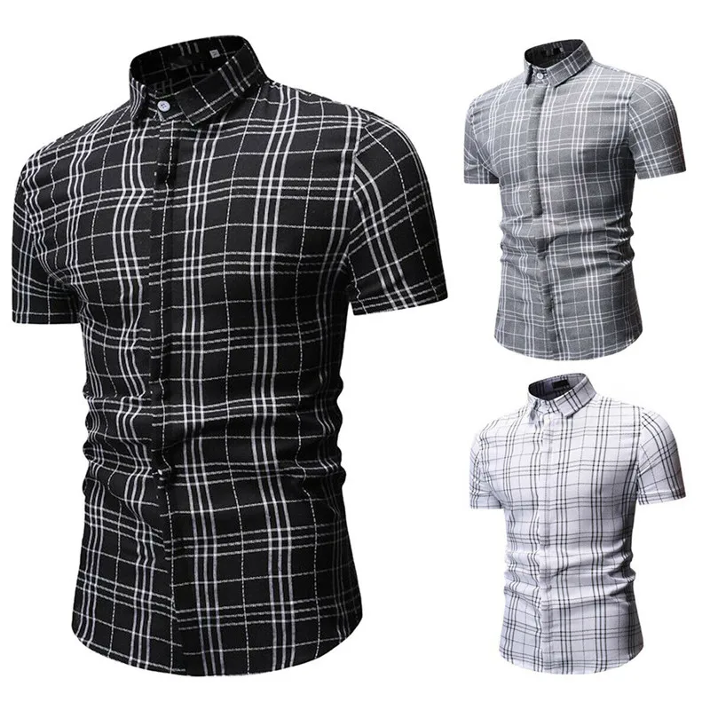 Men's Short Sleeve Cotton Casual Luxury Check Print Cotton Work Shirt Tops M-3XL 
Men's Short Sleeve Cotton Casual Luxury Check Print Cotton Work Shirt Tops M-3XL