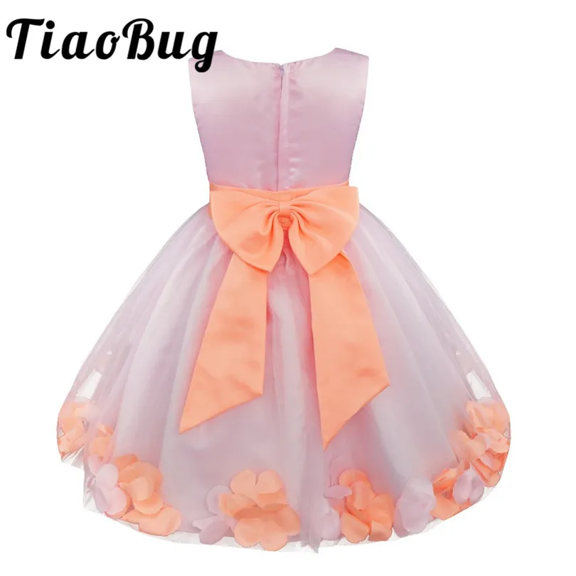 TiaoBug Flower Girls Dress Kids Pageant Party Wedding Wear Ball Gown Prom Princess Formal Occassion Petals Dresses | Свадьбы и