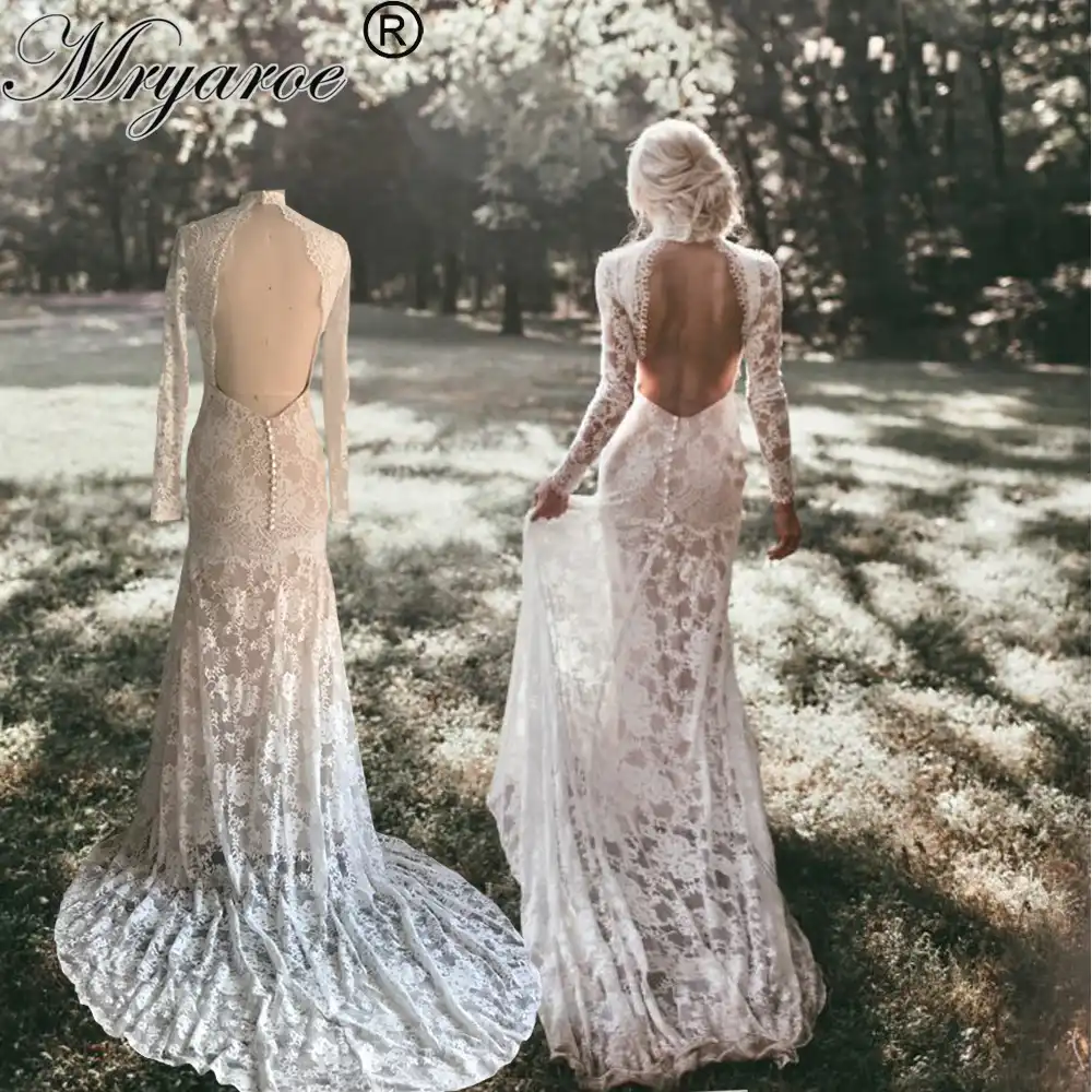 Mryarce Lace Wedding Dress With Long 