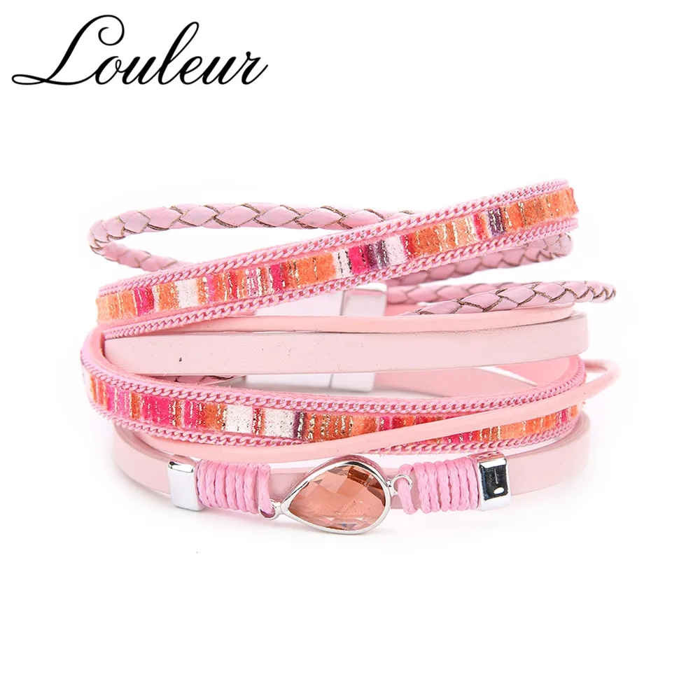 Louleur 2019 New Pink Blue Water Drop Crystal Bracelets & Bangles For Women Men Female Handmade Multilayer Braid Leather Jewelry
Louleur 2019 New Pink Blue Water Drop Crystal Bracelets & Bangles For Women Men Female Handmade Multilayer Braid Leather Jewelry